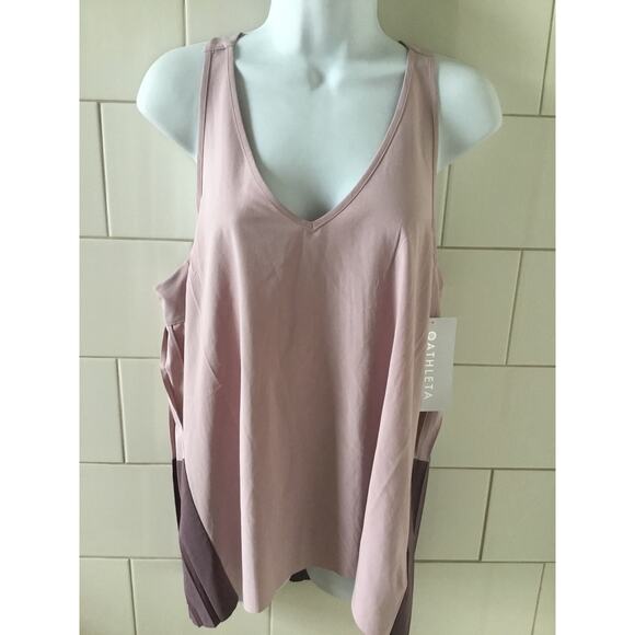 Athleta Swing Forward Pleated Mauve Tank New with Tags Size L - Picture 3 of 6